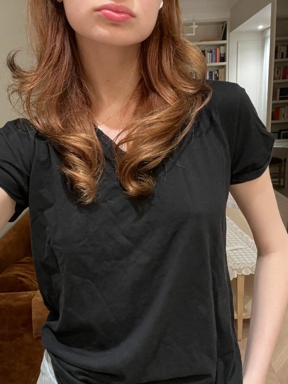 T by Alexander Wang Black V-Neck Tee Short Sleeve Small